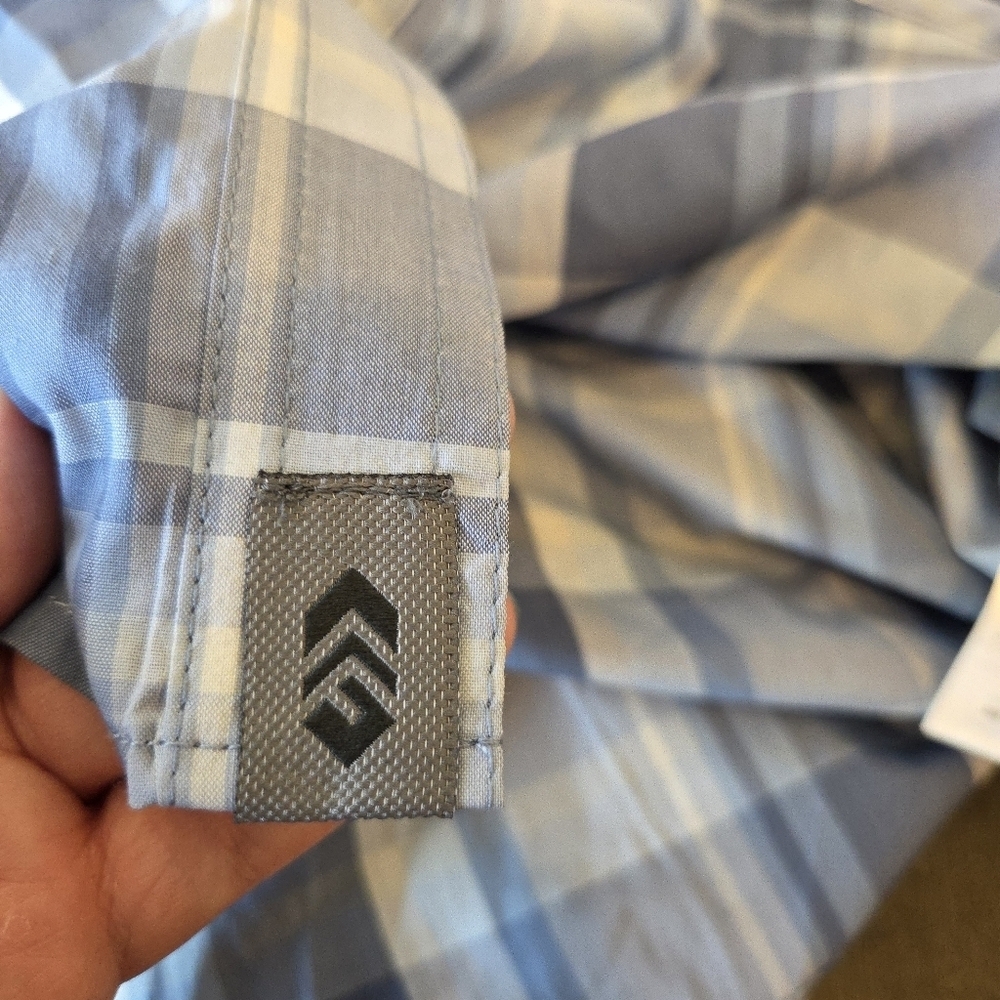 Men's Free Country Blue Plaid Short Sleeve Button-Down Shirt, Medium New Outdoor - Picture 7 of 10